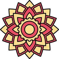 petalo fiore mandala rosso e giallo icona. vettore