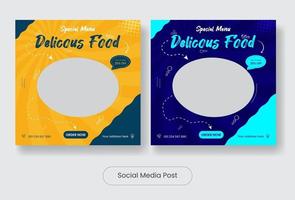 set di banner modello post social media cibo culinario vettore