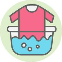 lavaggio maglietta nel acqua vasca icona nel piatto stile. vettore
