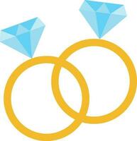 paio di anelli con diamante. nozze icona concetto vettore illustrazione