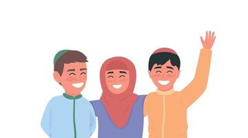 caratteri senza volto di vettore di colore piatto bambini arabi felici
