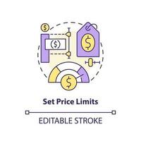 impostato prezzo limite concetto icona. regolare acquistare e vendere processi. in linea investire astratto idea magro linea illustrazione. isolato schema disegno. modificabile ictus vettore