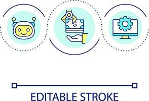 automatizzato finanziario gestione ciclo continuo concetto icona. bancario Software. in lavorazione finanza operazioni astratto idea magro linea illustrazione. isolato schema disegno. modificabile ictus vettore