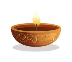 felice diwali diya candela isolato disegno vettoriale