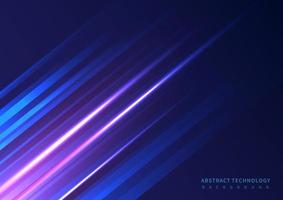 linee diagonali futuristiche di tecnologia astratta con illuminazione rosa su sfondo blu scuro vettore