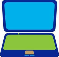 isolato il computer portatile nel blu e verde colore. vettore