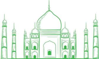 verde illustrazione di taj mahal. vettore