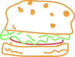 linea arte illustrazione veloce cibo icona o hamburger. vettore