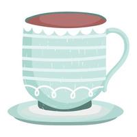 fondo bianco del fumetto della tazza di caffè della porcellana vettore