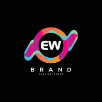 iniziale lettera ew logo design con colorato stile arte vettore