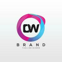 iniziale lettera dw logo design con colorato stile arte vettore