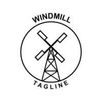 vecchio mulino a vento logo design vettore, mulino a vento retrò Vintage ▾ logo modello vettore