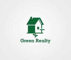 verde realtà, casa, agente immobiliare, vettore, logo, minimo vettore