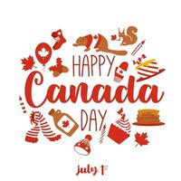 Canada giorno vettore illustrazione. contento Canada giorno. vettore. unico tipografia saluto carta, decorazione. bandiera Canada giorno primo 1 ° luglio vacanza icona simbolo loghi