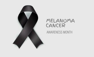 banner orizzontale mese di consapevolezza del melanoma. nastro nero e iscrizione vettore