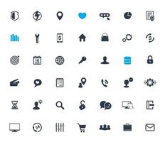 42 icone impostate per il web design e app e infografiche aziendali vettore