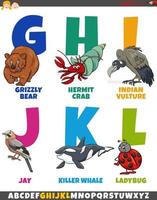 Cartoon alfabeto impostato con divertenti personaggi animali vettore