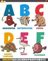 raccolta di alfabeto del fumetto educativo con animali divertenti vettore