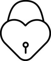 linea arte cuore serratura o lucchetto icona nel piatto stile. vettore