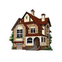 casa di campagna privata cottage su sfondo bianco illustrazione vettoriale