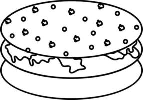 illustrazione di un' nero linea arte hamburger. vettore