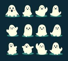 Halloween fantasma, piatto silhouette collezione impostare. vettore illustrazione