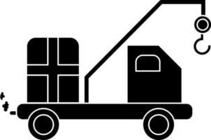 nero e bianca scatole con gru camion. vettore