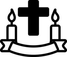 cristiano attraversare con candele icona nel nero e bianca colore. vettore