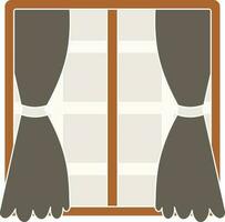 finestra con le tende icona nel grigio e Marrone colore. vettore