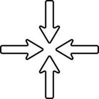 quattro centro freccia icona nel lineare stile. vettore