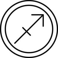 lineare stile Sagittario zodiaco simbolo su il giro icona. vettore