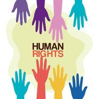 diritti umani con disegno vettoriale mani colorate
