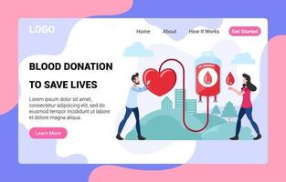 pagina di destinazione della donazione di sangue