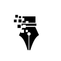 penna di concetto di logo creativo di tecnologia con progettazione dell'icona dell'illustrazione di vettore di arte del pixel