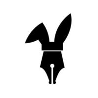 Coniglio coniglietto penna pennino logo illustrazione vettoriale design