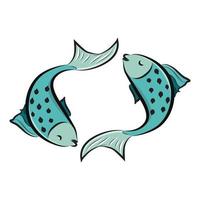 Pesci oroscopo segno zodiacale coppia di pesci azzurri vettore