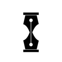 Penna stilografica orologio tempo orologio clessidra logo concetto tempo di scrittura vettore icona logo design illustrazione