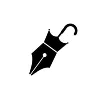 illustrazione di progettazione di logo dell'icona di vettore della penna dell'ombrello