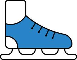 isolato ghiaccio pattinando scarpa blu e bianca icona. vettore