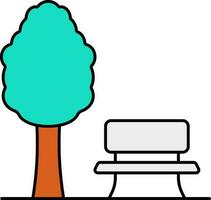 albero e panchina per parco colorato icona. vettore