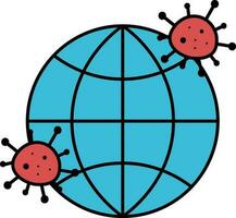 globale diffusione virus icona nel blu e rosso colore. vettore