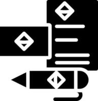 carta Busta con penna icona nel nero e bianca colore. vettore
