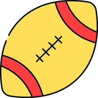 piatto illustrazione di Rugby palla rosso e giallo icona. vettore