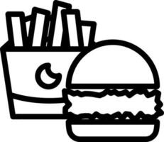 hamburger e patatine fritte icona nel magro linea arte. vettore