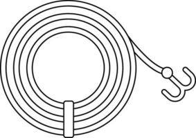 gancio corda icona nel nero linea arte. vettore