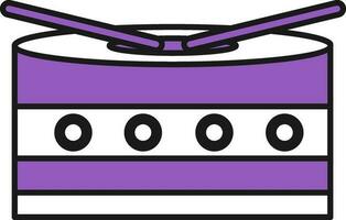 tamburo con bastoni icona nel viola e bianca colore. vettore