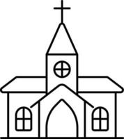 nero linea arte illustrazione di Chiesa edificio icona. vettore