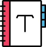 illustrazione vettoriale del libro di testo su uno sfondo. simboli di qualità premium. icone vettoriali per il concetto e la progettazione grafica.