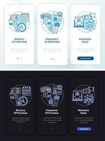 studio del modello rfm onboarding schermata della pagina dell'app mobile con concetti vettore
