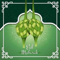 eid mubarak con il concetto di ketupat vettore